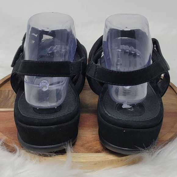 Clarks Artisan Black Nubuck Leather Open Toe Slingback Sandals Women's Size 12 - Picture 3 of 6